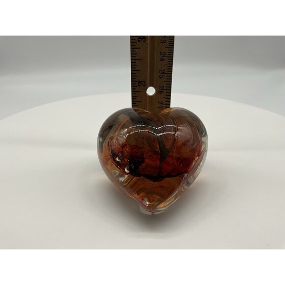 Heart Art Glass Gorgeous Red and Black Paperweight Quality Glass Polished Bottom - Picture 16 of 16